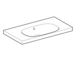Lavabo serie Geberit Acanto, con superficie de apoyo: 90x48cm, Toma de grifo=Centro, Rebosadero=Visible, Blanco